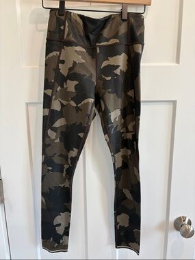 Athleta Olive Green & Black Camo High-Rise Leggings